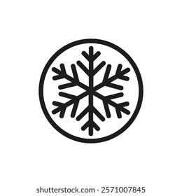 Snowflake icon flat line symbol set.