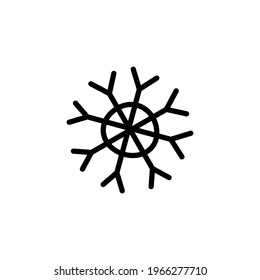 Snowflake Icon. Flat logo of snowflake isolated on white background. New Year and winter symbol. Vector illustration.