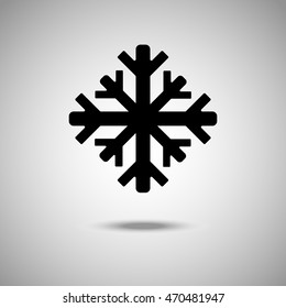 Snowflake icon. Flat style. Grey background. Vector illustration.