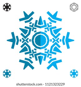 Snowflake icon in flat style isolated on white background. Snow flake element for winter design and decoration. Refrigerator vector symbol or logo