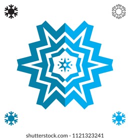 Snowflake icon in flat style isolated on white background. Snow flake element for winter design and decoration. Refrigerator vector symbol or logo