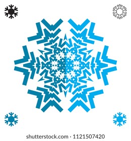 Snowflake icon in flat style isolated on white background. Snow flake element for winter design and decoration. Refrigerator vector symbol or logo