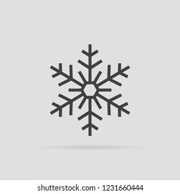 Snowflake icon in flat style isolated on grey background. For your design, logo. Vector illustration.