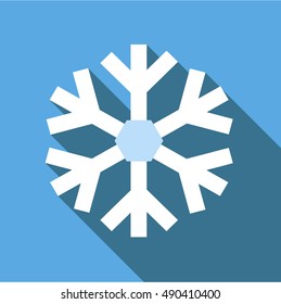 Snowflake icon in flat style isolated with long shadow vector illustration