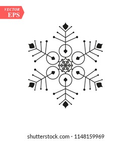 Snowflake icon. Flat vector illustration in black on white background. EPS 10