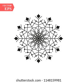 Snowflake icon. Flat vector illustration in black on white background. EPS 10