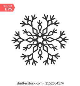 Snowflake icon. Flat vector illustration in black on white background. EPS10