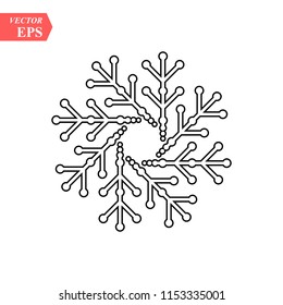 Snowflake icon. Flat vector illustration in black on white background. EPS10