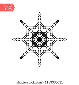 Snowflake icon. Flat vector illustration in black on white background. EPS10
