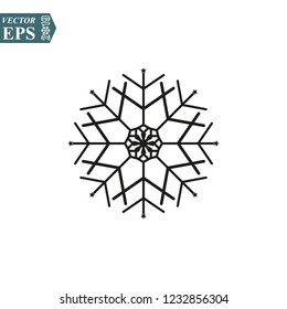 Snowflake icon. Flat vector illustration in black on white background. EPS 10
