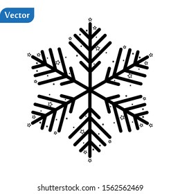 Snowflake icon. Flat vector illustration in black on white background. EPS 10