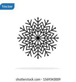 Snowflake icon. Flat vector illustration in black on white background. EPS 10