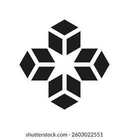 Snowflake icon. Geometric crystal shape. Abstract winter symbol. Vector design.
