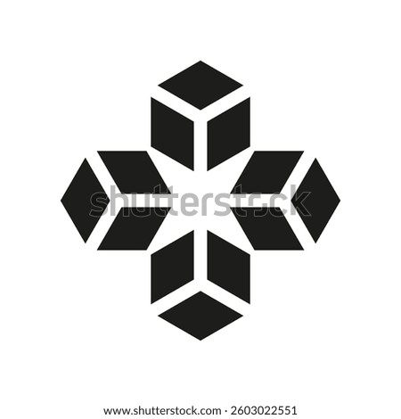 Snowflake icon. Geometric crystal shape. Abstract winter symbol. Vector design.