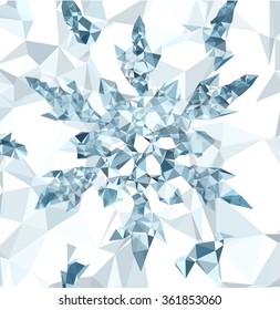 Snowflake Icon graphic. Low poly style winter background