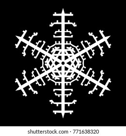 Snowflake Icon Graphic Symbol Design. Vector illustration isolated on black background. 