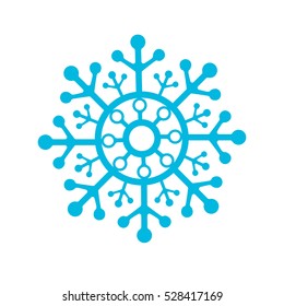 Snowflake Icon graphic vector illustration, blue on white
