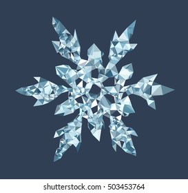 Snowflake Icon graphic vector in low poly style. Christmas card.