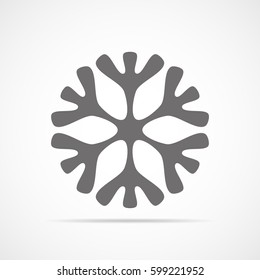 Snowflake icon. Gray snowflake isolated on light background. Vector illustration. Simple snowflake sign isolated.