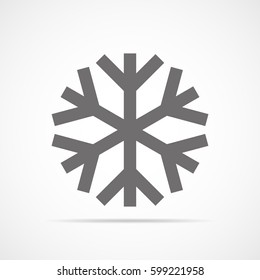Snowflake icon. Gray snowflake isolated on light background. Vector illustration. Simple snowflake sign isolated.
