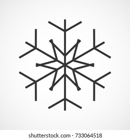 Snowflake icon. Gray snowflake isolated on light background. Vector illustration. Simple snowflake sign isolated.