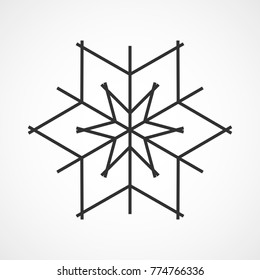 Snowflake icon. Gray snowflake isolated on light background. Vector illustration. Simple snowflake sign isolated.