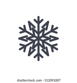 Snowflake icon. Gray silhouette snow flake sign, isolated on white background. Flat design. Symbol of winter, frozen, Christmas, New Year holiday. Graphic element decoration. Vector illustration