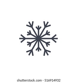 Snowflake icon. Gray silhouette snow flake sign, isolated on white background. Flat design. Symbol of winter, frozen, Christmas, New Year holiday. Graphic element decoration. Vector illustration