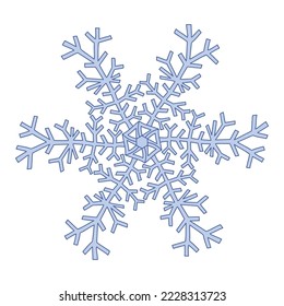 Icono de copo de nieve. Ilustración vectorial dibujada a mano. Diseño de color plano.