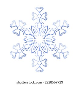 Snowflake icon. Hand drawn vector illustration. Flat color design.