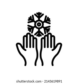 Snowflake icon with hand. suitable for winter symbol. line icon style. simple design editable. Design template vector