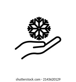 Snowflake icon with hand. suitable for winter symbol. line icon style. simple design editable. Design template vector