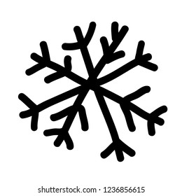 Snowflake icon. Hand-draw vector illustration. Winter. Doodle. Print. Logo.