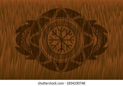 Snowflake icon inside Fur badge. Pet chic background. Intense illustration. 