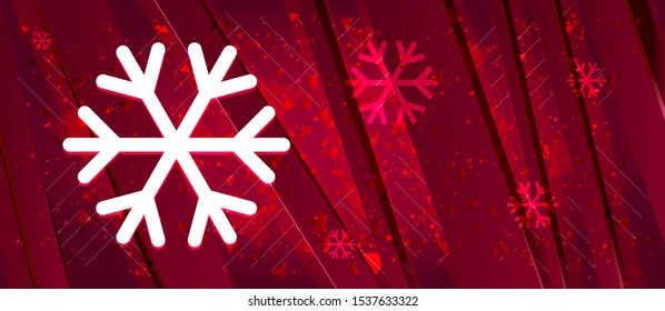Snowflake icon isolated on Abstract design bright red banner background