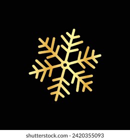 Icono de copo de nieve aislado en un fondo negro. Ilustración vectorial.
