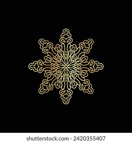 Snowflake icon isolated on a black background. Vector illustration.