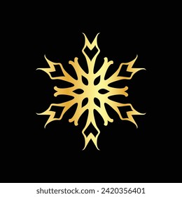Icono de copo de nieve aislado en un fondo negro. Ilustración vectorial.