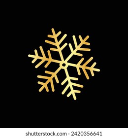 Snowflake icon isolated on a black background. Vector illustration.
