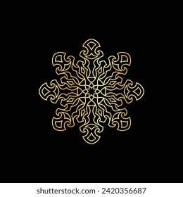 Snowflake icon isolated on a black background. Vector illustration.
