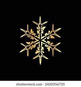 Icono de copo de nieve aislado en un fondo negro. Ilustración vectorial.