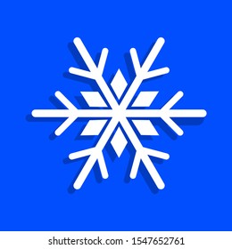 Snowflake icon isolated on blue background. Vector illustration.