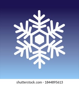 Icono de copo de nieve aislado en un fondo azul. Ilustración vectorial.