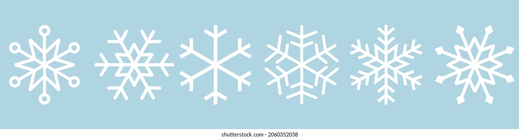 Icono de copo de nieve aislado en fondo azul, adorno de Navidad, decoración