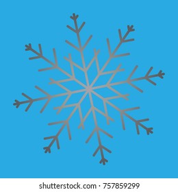 Snowflake icon isolated on blue background. Winter Christmas ele
