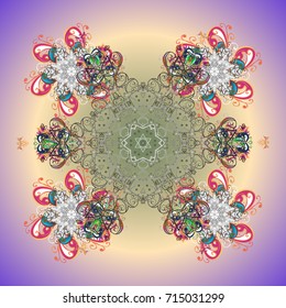 Snowflake Icon. Snowflake isolated on colored background. Winter mandala. Snowflake Vector illustration.