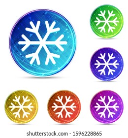 Snowflake icon isolated on digital abstract round buttons set illustration