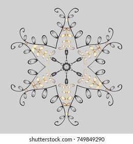 Snowflake Icon. Snowflake isolated on gray, white and yellow colors. Vector illustration. Vector illustration.