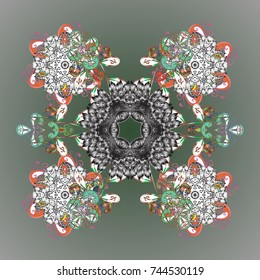 Snowflake Icon. Snowflake isolated on green background. Winter mandala. Snowflake Vector illustration.