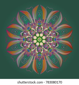 Snowflake Icon. Isolated on green, pink and neutral colors. Winter snowflake. Snowflake Vector illustration.